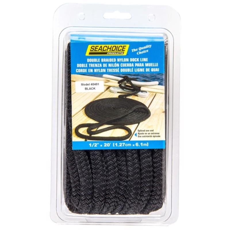 Seachoice 50-40401 Double Braid Black Nylon Dock Lines