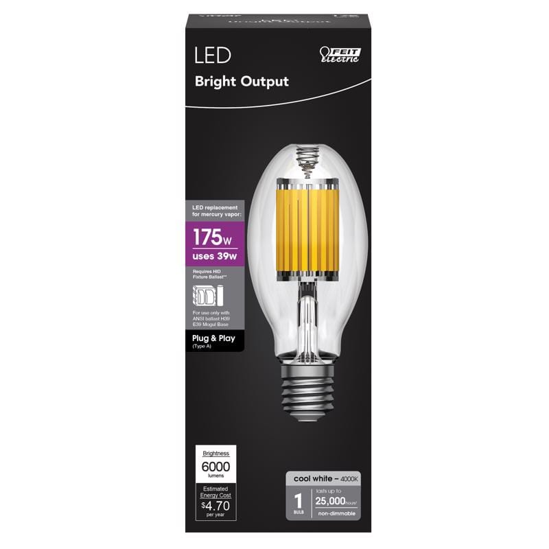 Feit Electric H39KB175LEDHDRP Feit 175 W ED28 HID Bulb 6000 lm Cool White High Lumen 1 pk
