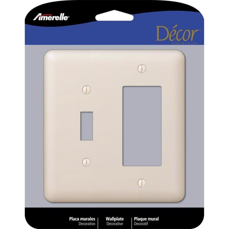 Amerelle 935TRAL Devon Light Almond 2 gang Stamped Steel Decorator/Toggle Wall Plate 1 pk