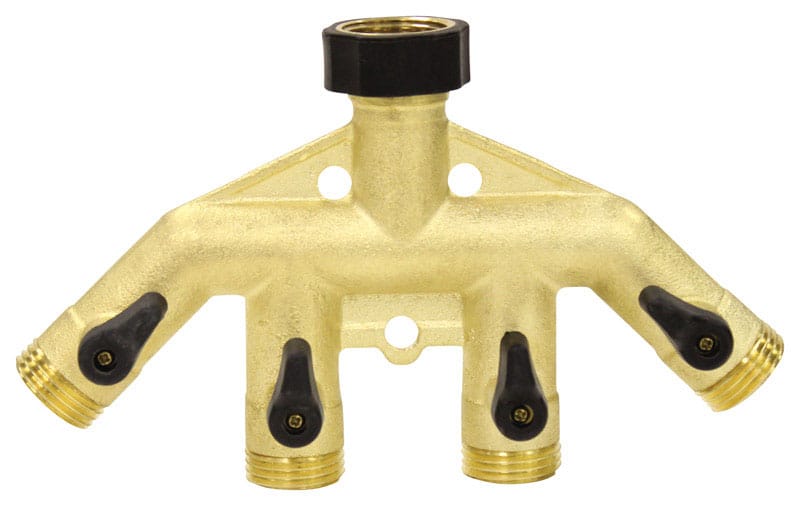 Gilmour 800434-1001 3/4 in. Brass Threaded Male 4-Way Shut-off Valve
