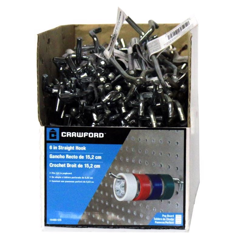 Crawford 14460-125 Zinc Plated Silver Steel 6 in. Peg Hooks 1 pk
