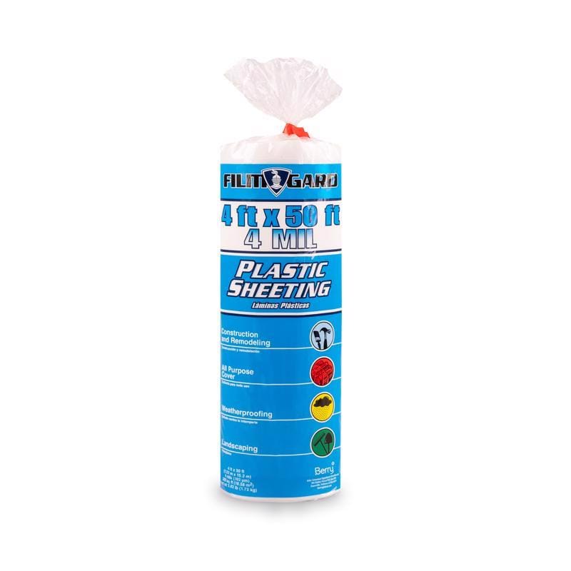 Film-Gard 626159 Plastic Sheeting 4 mil X 4 ft. W X 50 ft. L Polyethylene Clear 1 pk