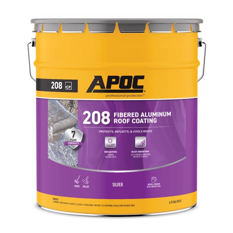 Apoc AP-2085 High-Gloss Silver Fibered Aluminum Roof Coating 5 gal
