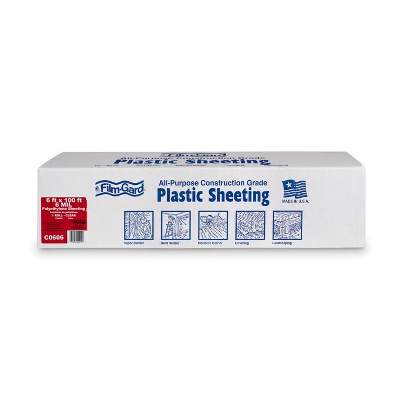 Film-Gard 626015 Plastic Sheeting 6 mil X 6 ft. W X 100 ft. L Polyethylene Clear 1 pk