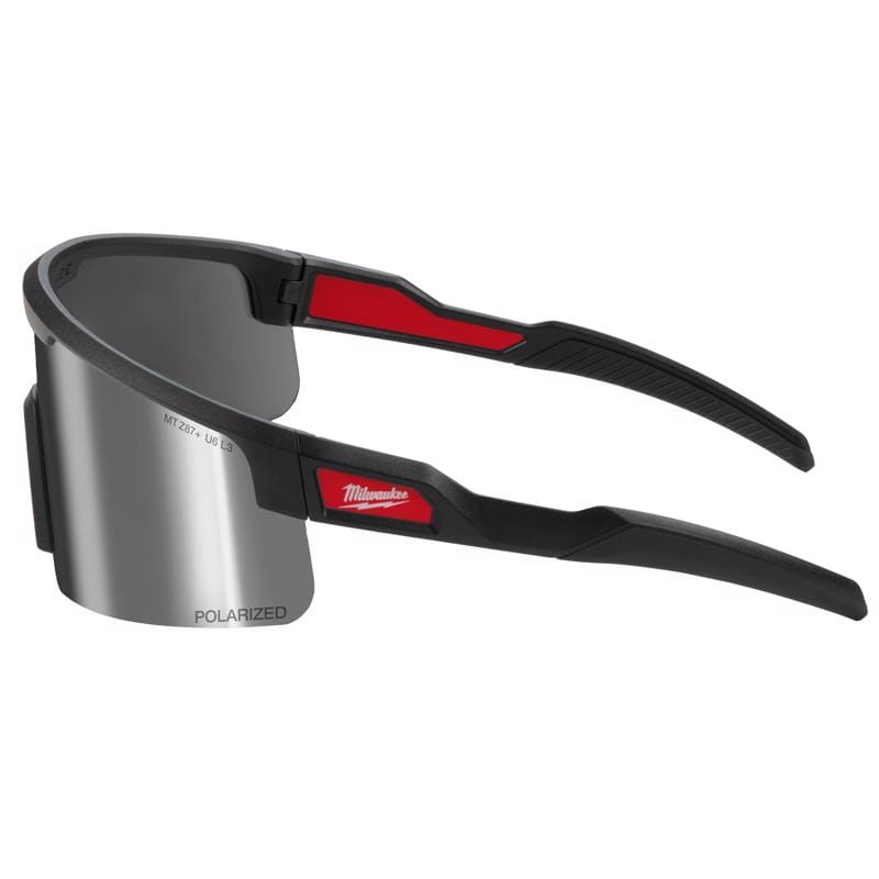 Milwaukee 48-73-2503 Anti-Fog Polarized Wrap Around Safety Glasses Silver Mirror Lens Black Frame 1 pair
