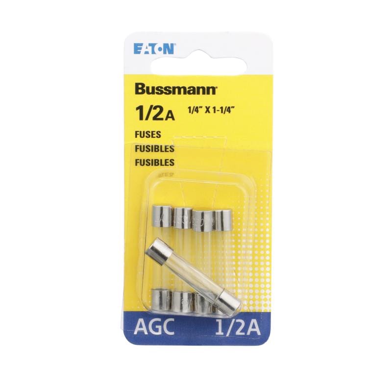 Bussmann BP/AGC-1/2-RP 0.5 amps Fast Acting Glass Fuse 5 pk