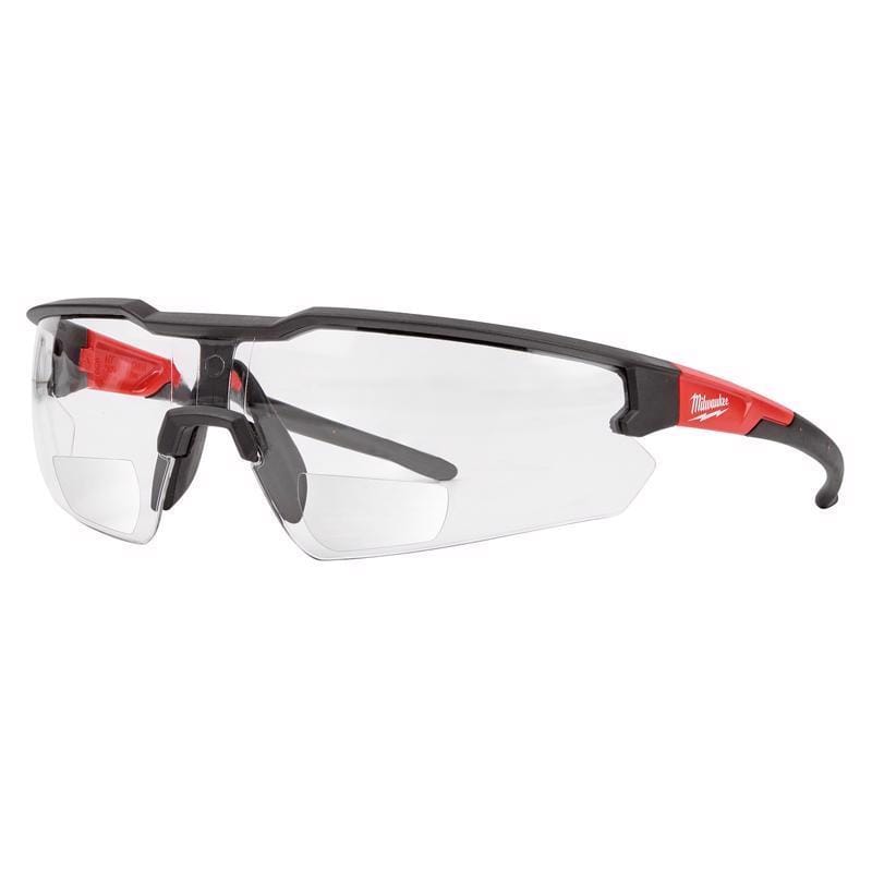 Milwaukee 48-73-2204 Anti-Scratch Magnified Safety Glasses Clear Lens Black/Red Frame