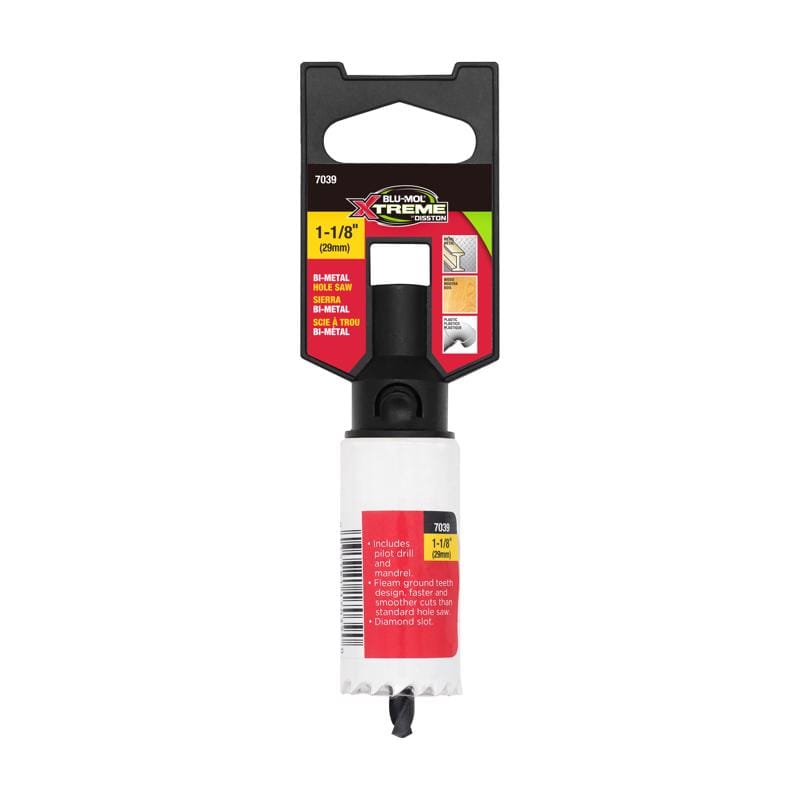Blumol E0217039 Blu-Mol Xtreme 1-1/8 in. Bi-Metal 1/4 in. D Hole Saw Arbor Included
