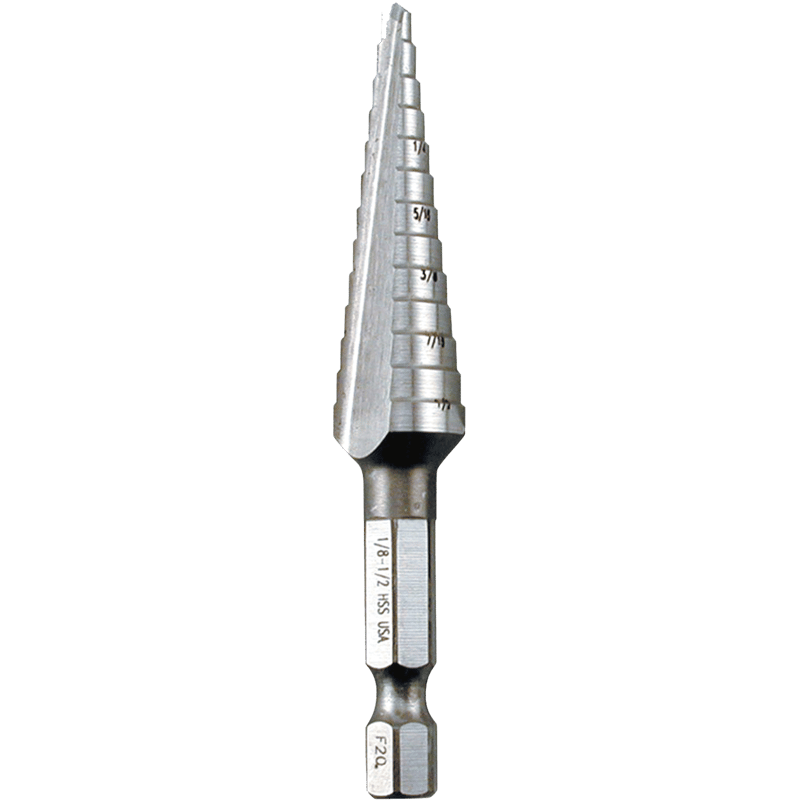 Makita 711492-A 1/8" - 1/2" H.S.S. Step Drill Bit, 1/4" Hex Shank