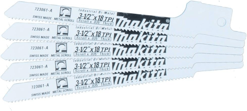Makita 723061-A-5 3-1/2" Metal Cutting Recipro Saw Blade, 18TPI, 5/pk