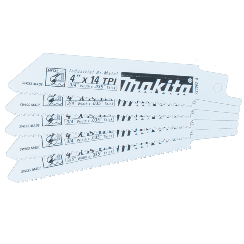 Makita 723062-A-5 4" Metal Cutting Recipro Saw Blade, 14TPI, 5/pk