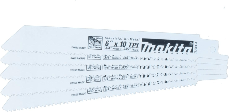 Makita 723064-A-5 6" All-Purpose Recipro Saw Blade, 10TPI, 5/pk