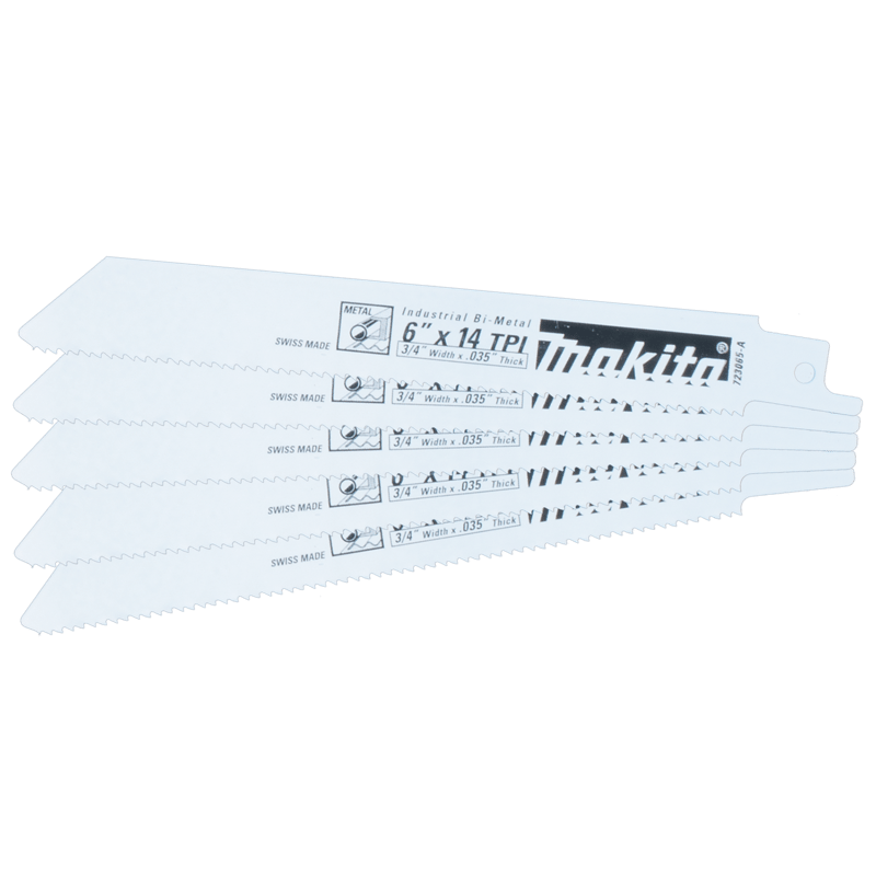 Makita 723065-A-5 6" Metal Recipro Saw Blade, 14TPI, 5/pk