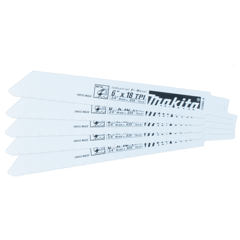 Makita 723066-A-5 6" Metal Cutting Recipro Saw Blade, 18TPI, 5/pk