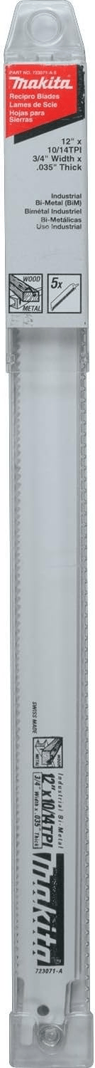 Makita 723071-A-5 12" All-Purpose Recipro Saw Blade, 10/14TPI, 5/pk