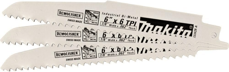 Makita 723072-A-3 6" Demolition Recipro Saw Blade, 6TPI, 3/pk