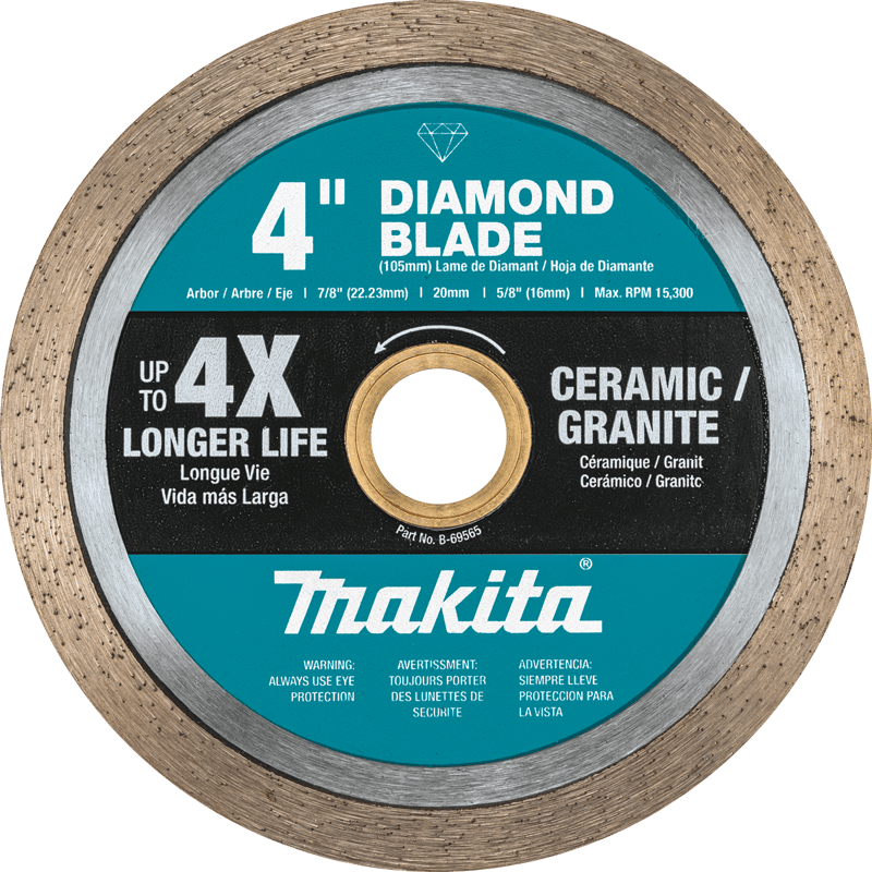 Makita B-69565 4" Diamond Blade, Continuous Rim, General Purpose