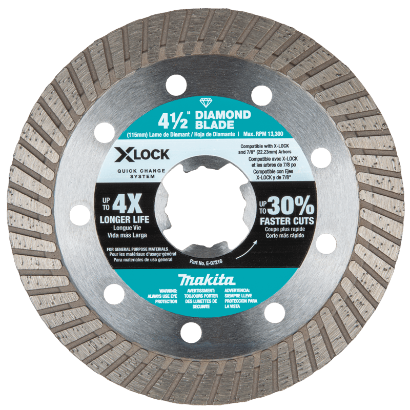 Makita E-07216 X-LOCK 4-1/2" Turbo Rim Diamond Blade for Masonry Cutting