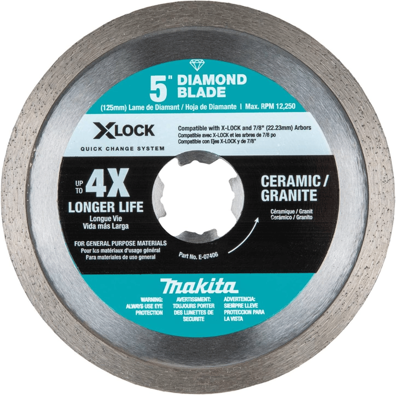 Makita E-07406 X-LOCK 5" Continuous Rim Diamond Blade for Ceramic and Granite Cutting
