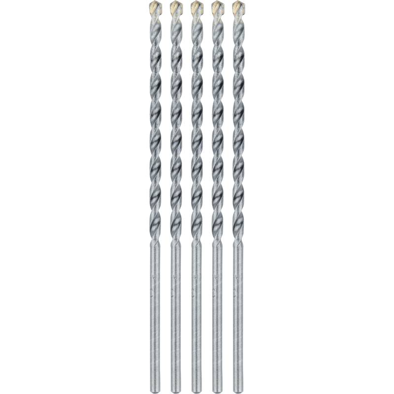 Makita E-10621 3/16" x 6" Carbide Tipped Percussion Masonry Hammer Drill Bits, 5/pk