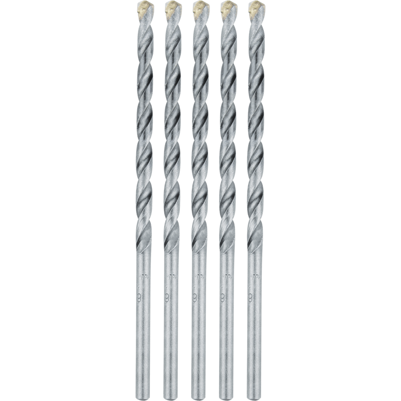 Makita E-10637 1/4" x 6" Carbide Tipped Percussion Masonry Hammer Drill Bits, 5/pk