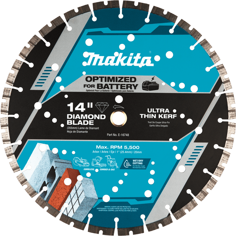 Makita E-16748 14" Thin Kerf Diamond Blade, Segmented, General Purpose