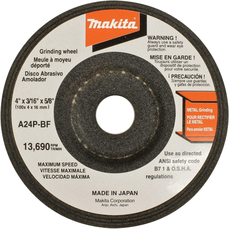 Makita 741402-8 4" x 5/8" x 3/16" Grinding Wheel, 24 Gri