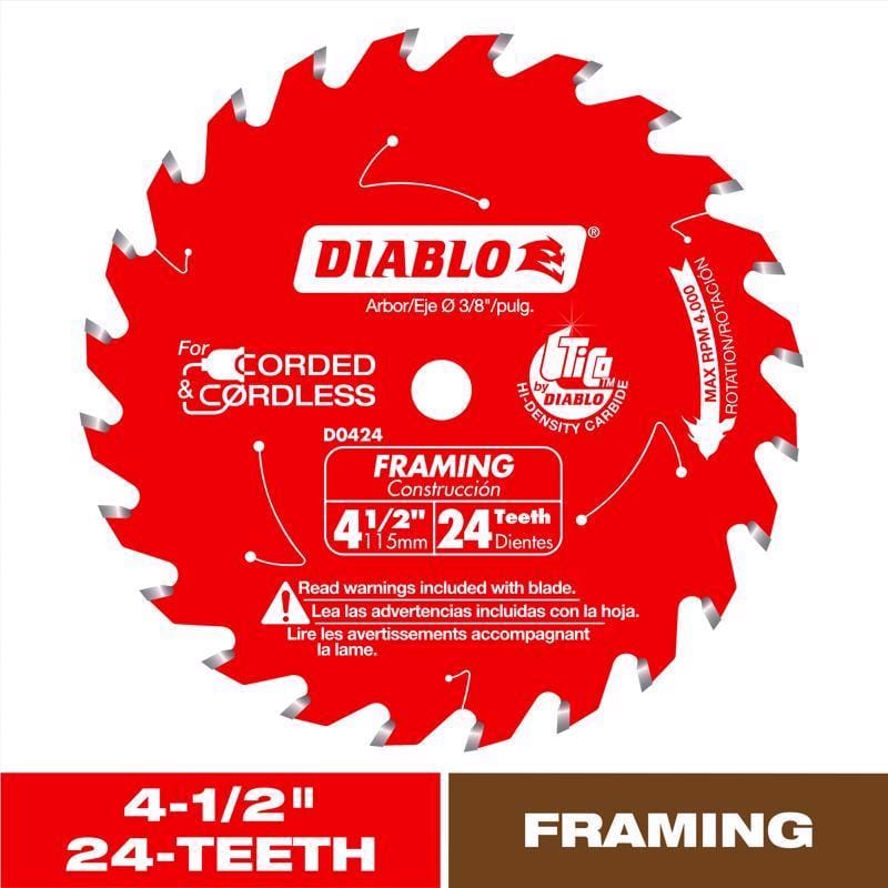 Diablo D0424X Fram Saw Bld 24T 4-1/2""