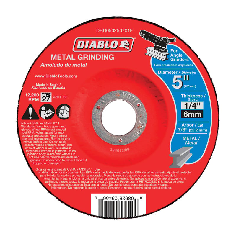 Diablo DBD050250701F Metal Grind Disc 5"X7/8"