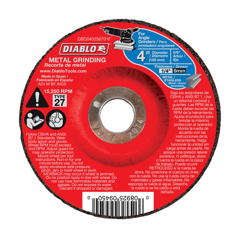 Diablo DBD040250701F Metal Grind Disc 4"X5/8"