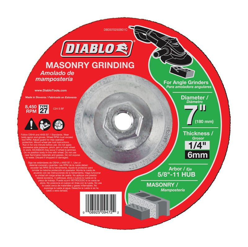 Diablo DBD070250B01C Masonry Grind Disc 7"D