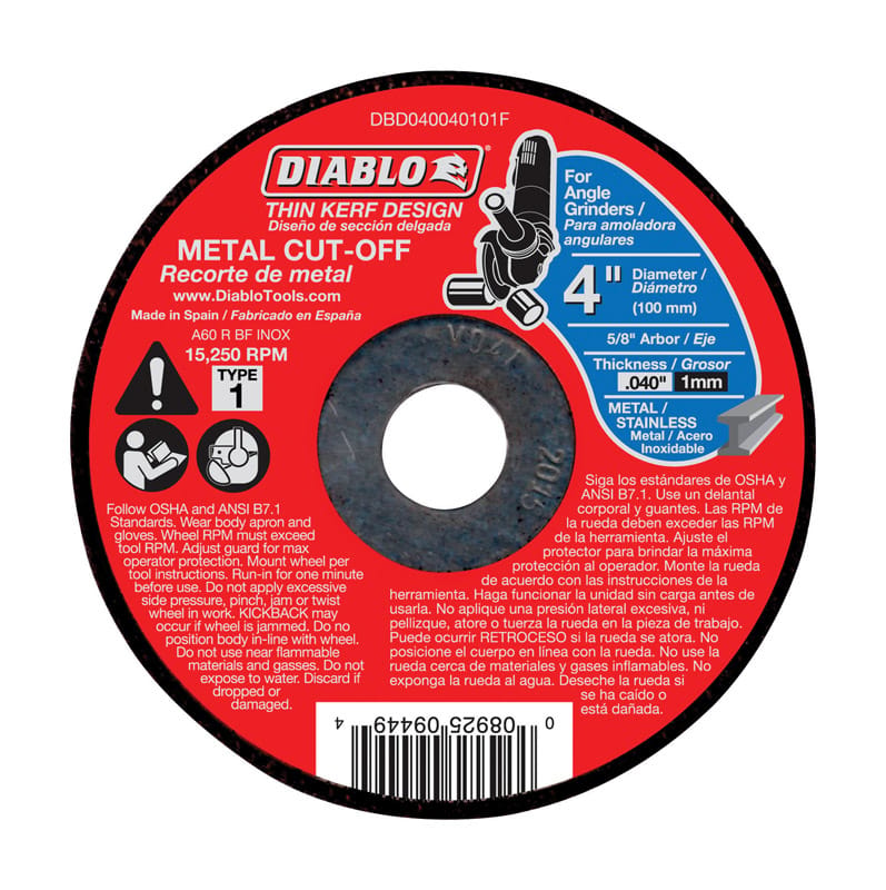 Diablo DBD040040101F Metal Cutoff Dsc 4"X5/8"