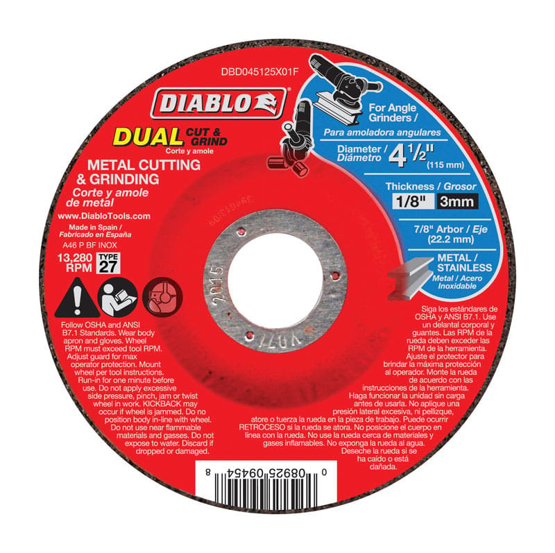 Diablo DBD045125X01F Metal Cut&Grind Dsc 4-1/2"