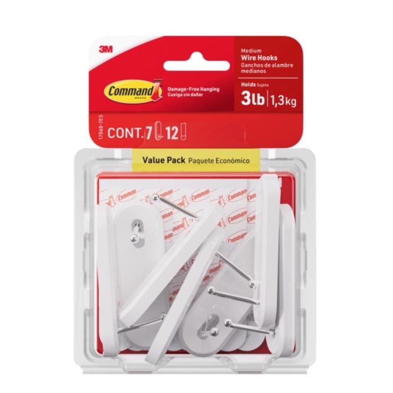 3M 17068-7ES Med Plstc Hook 7Pk