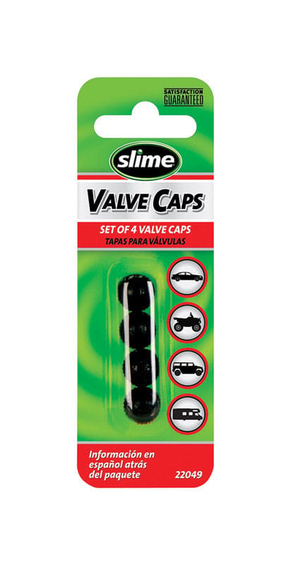 Slime 22049 Valve Caps Blk Plstc 4Pk