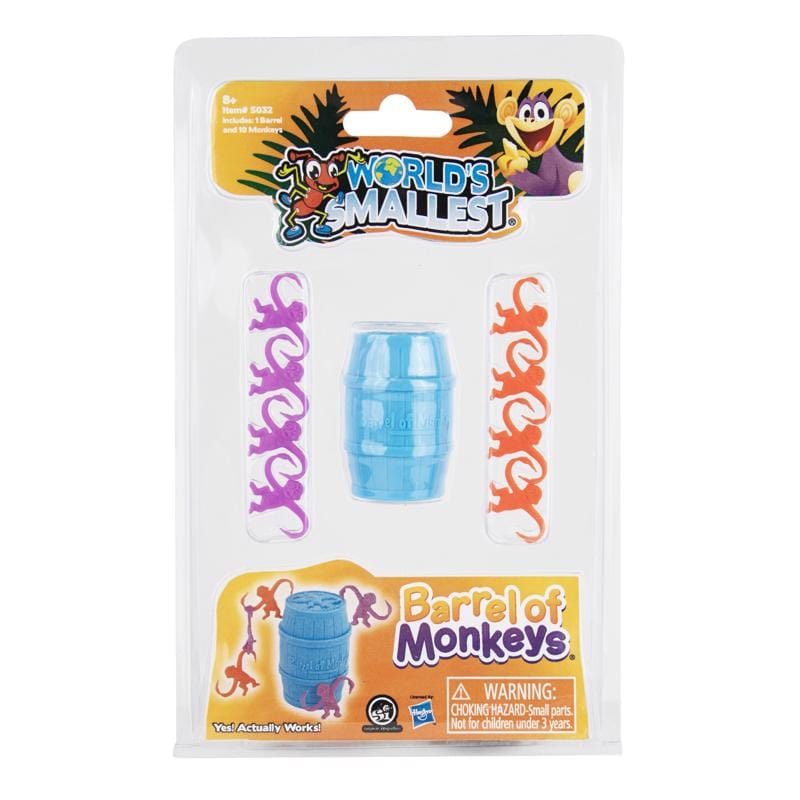 Worlds Smallest 5032 World's Smallest Barrel of Monkeys Tabletop Toys Multicolored 11 pc