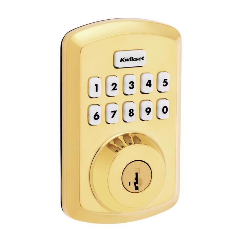 Kwikset 992500-001 Powerbolt Polished Brass Zinc Electronic Deadbolt