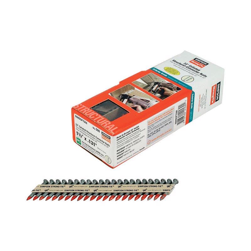 Simpson Strong-Tie N8HDGPT500 1-1/2 in. L Paper Strip Hot-Dip Galvanized Structural-Connector Nails 33 deg 500