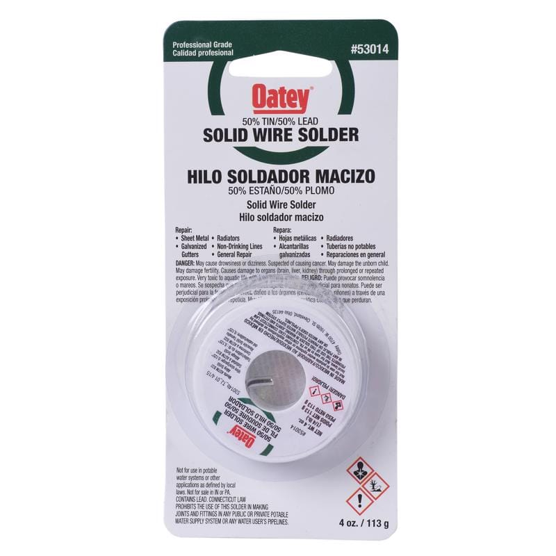 Oatey 53014 4 oz Solid Wire Solder 0.125 in. D Tin/Lead 50/50 1 pc