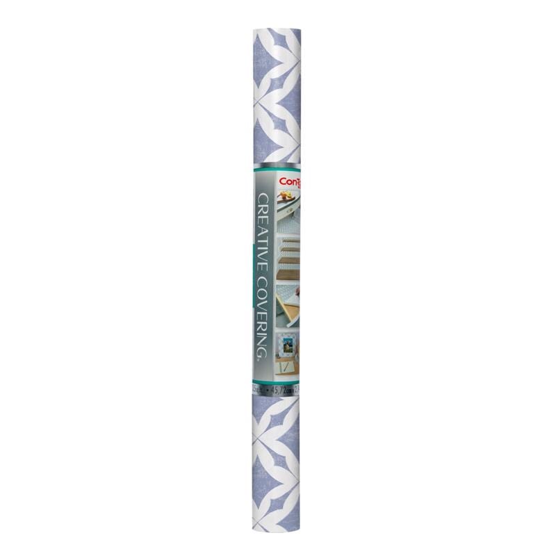 Con-Tact 09F-C9A7D3-12 Vintage Trellis 9 ft. L X 18 in. W Blue Shelf Liner