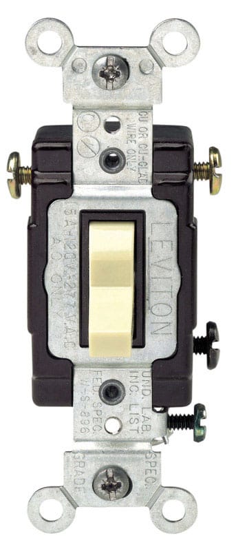 Leviton C21-05503-LHI Commercial Illuminated 15 amps 3-Way Toggle Switch Ivory 1 pk