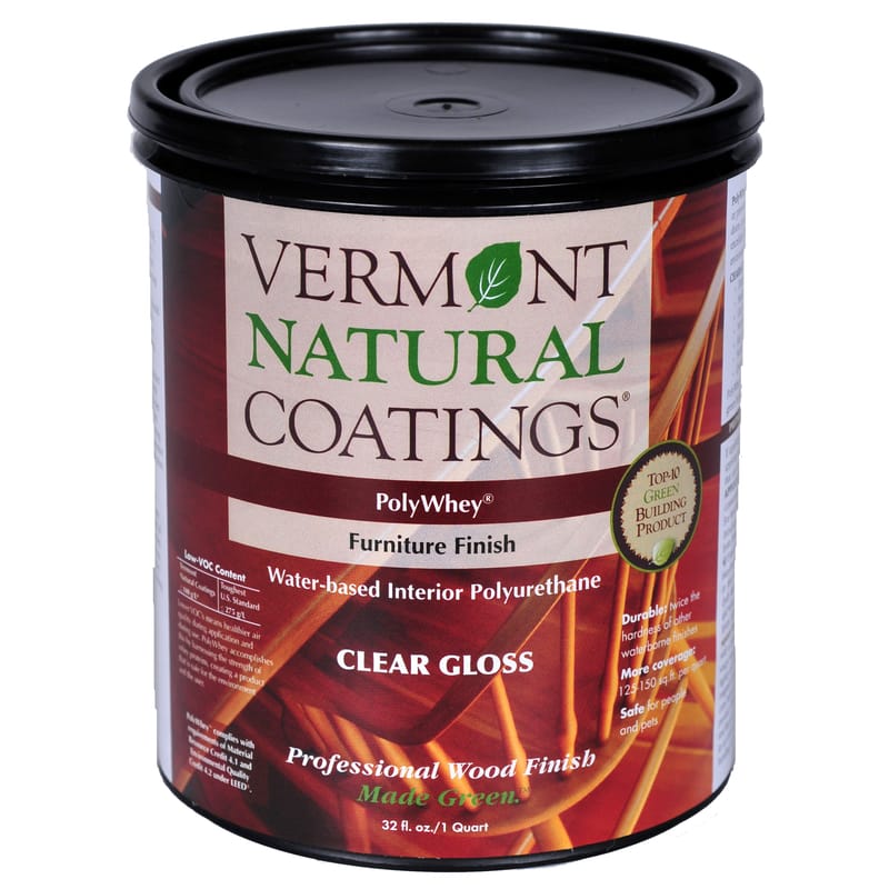 Vermont Natural Coatings 900105 PolyWhey Gloss Clear Water-Based Furniture Finish 1 qt