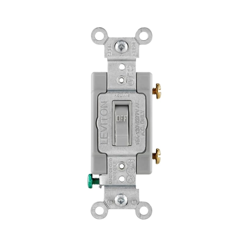 Leviton 54501-2GY 15 amps Single Pole Toggle AC Quiet Switch Gray 1 pk