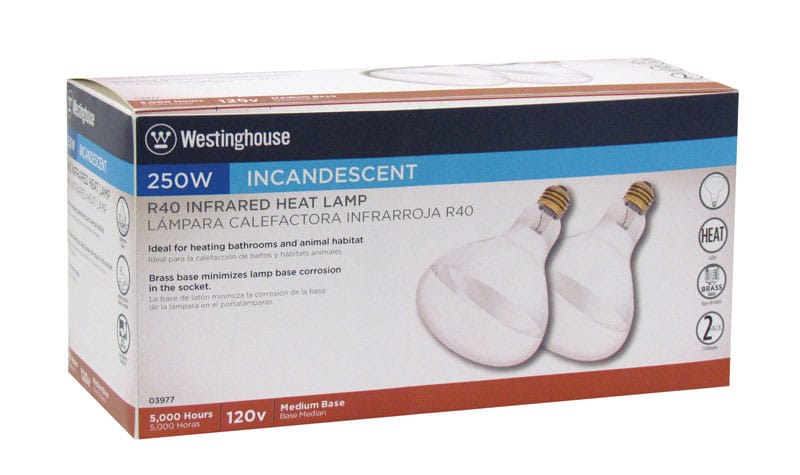 Westinghouse 0397748 250 W R40 Heat Lamp Incandescent Light Bulb Medium Base Clear 2 pk