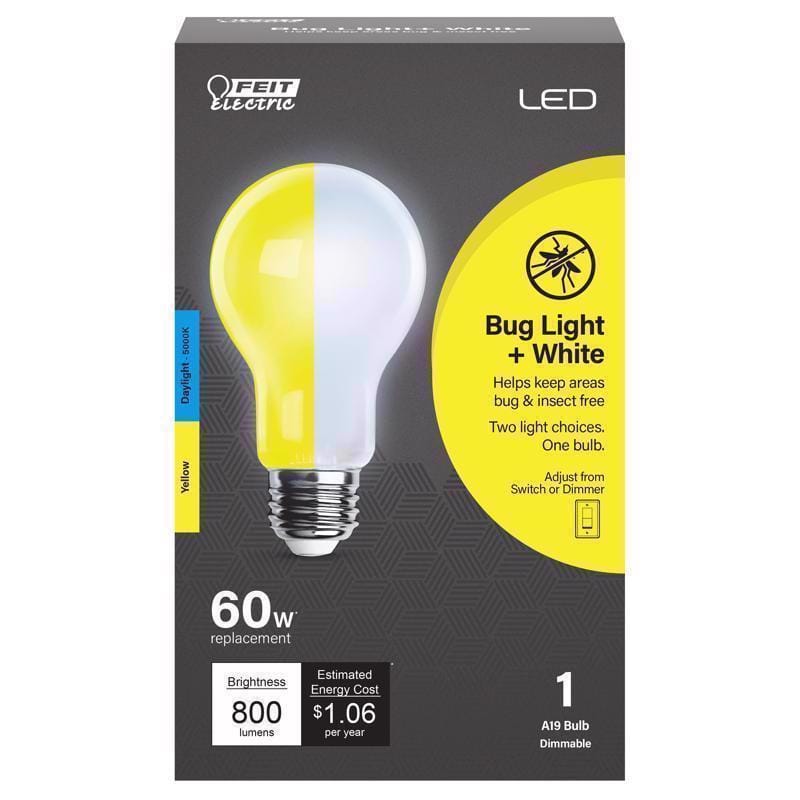 Feit OM60BUG950LEDIR A19 E26 (Medium) LED Bulb Yellow 60 Watt Equivalence 1 pk
