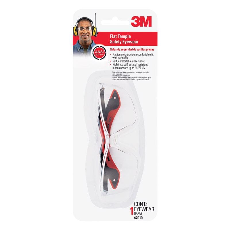 3M 47010H1-DC 3M Safety Glasses Clear Lens Black/Red F