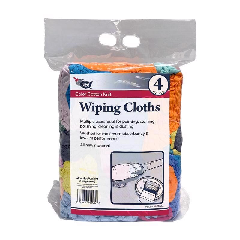 Paint USA 6405BL0510DUSA Assorted Colors Cotton Knit Wiping Rags 4 lb 1 pk