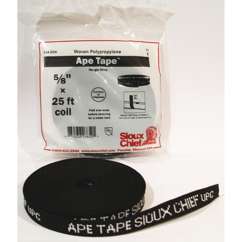 Sioux Chief 554-25W Ape Tape 25 ft. Black Polyethylene Pipe Hanger Strap