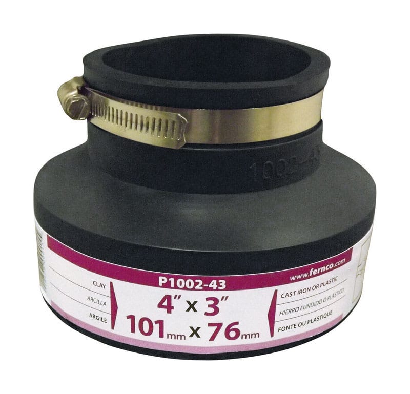 Fernco P1002-43 Schedule 40 4 in. Hub X 3 in. D Hub PVC Flexible Coupling 1 pk