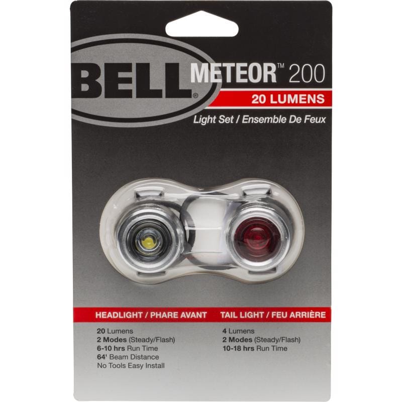 Bell Sports 7133307 Meteor 200 Aluminum Bicycle Light Set Silver